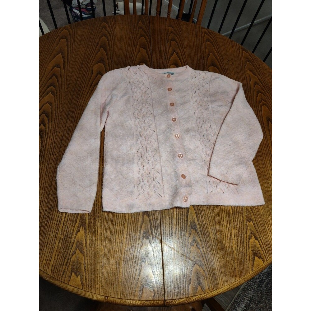 Cuddle Knit Wintuk Sweater Women's Large Pink Cardigan Casual 50s 60s